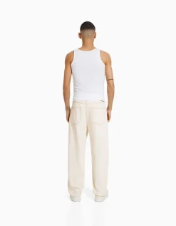 BERSHKA Jean baggy coloré Écru Best Sale