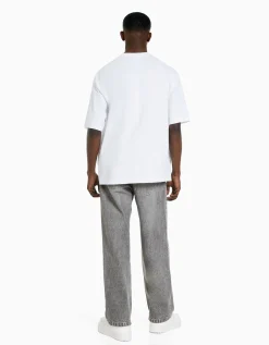 BERSHKA Jean baggy coloré Écru Best Sale