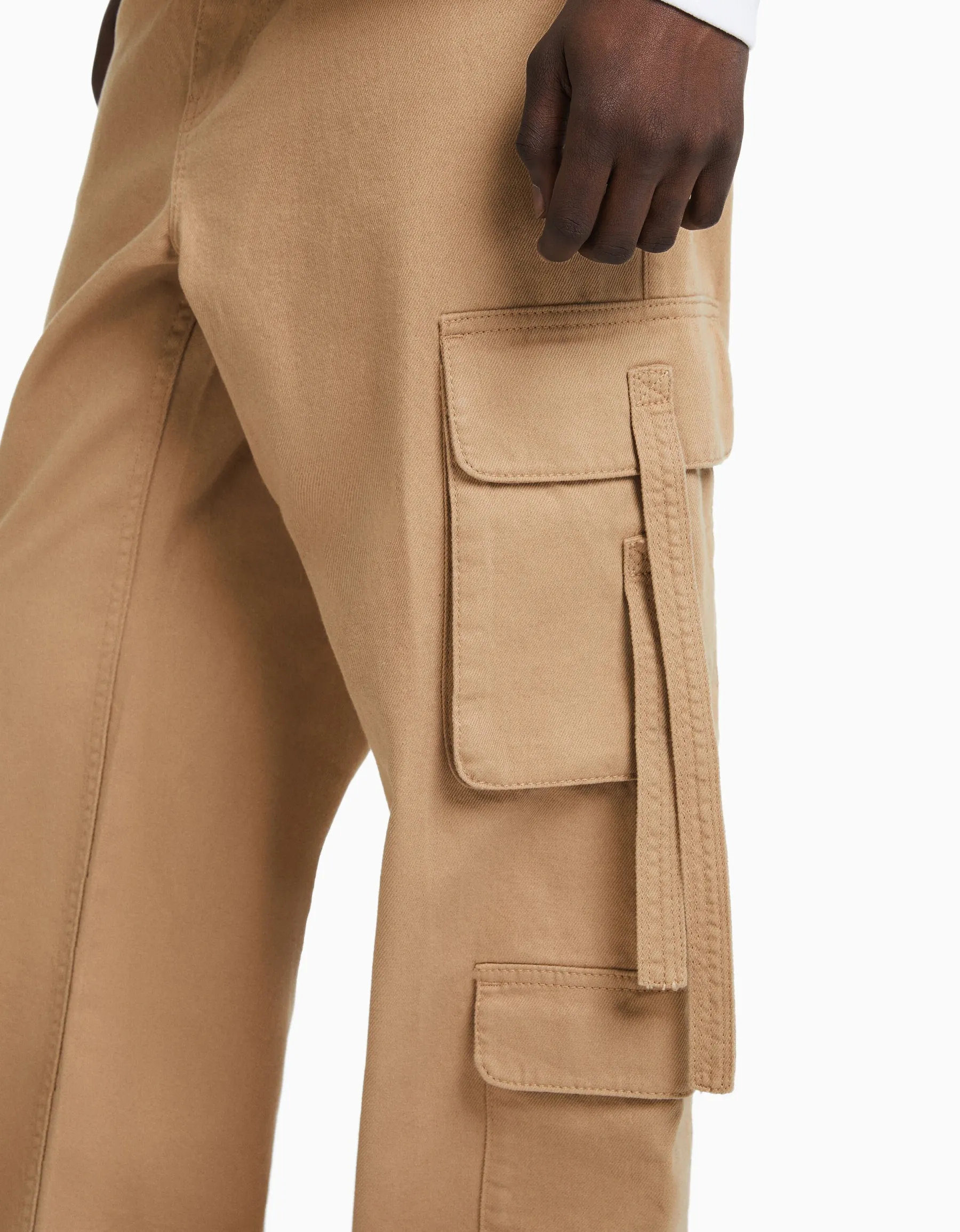 BERSHKA Jean cargo bandes Camel Shop