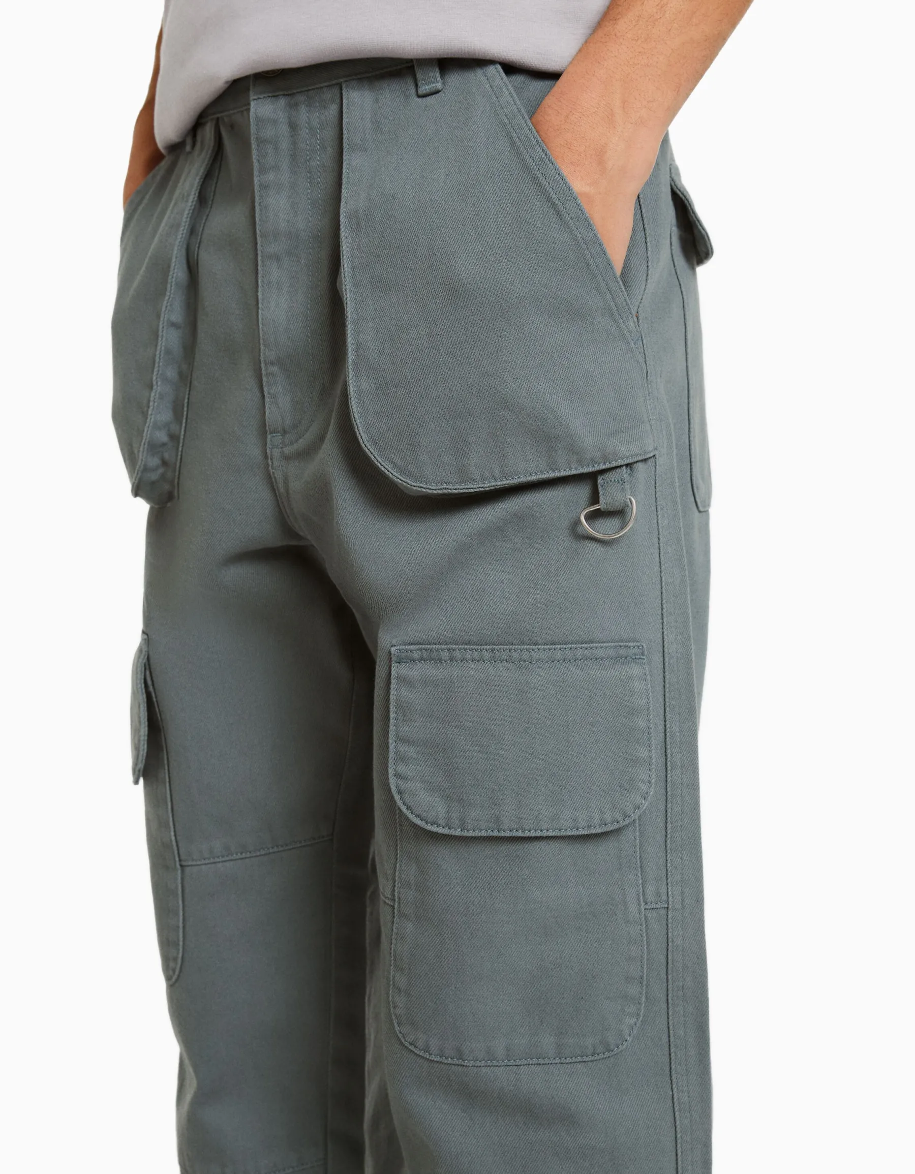 BERSHKA Jean cargo multipoches Bleu Online