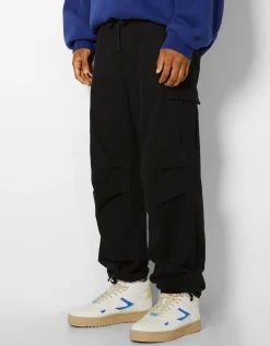 BERSHKA Jean cargo parachute Kaki Best