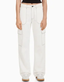 BERSHKA Jean cargo straight Bleu lavé Best