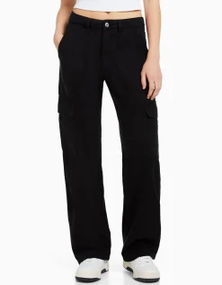 BERSHKA Jean cargo straight Bleu lavé Flash Sale