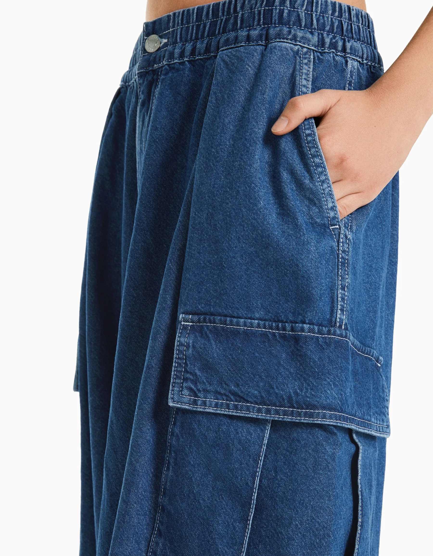 BERSHKA Jean cargo volume Bleu lavé Shop