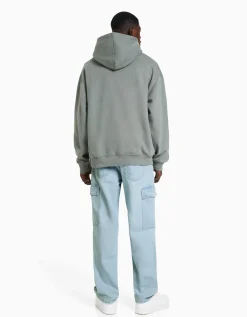 BERSHKA Jean cargo wide Bleu clair Online