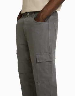 BERSHKA Jean cargo wide Bleu Cheap