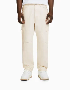 BERSHKA Jean cargo wide Bleu Sale
