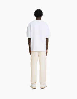 BERSHKA Jean cargo wide Bleu Sale