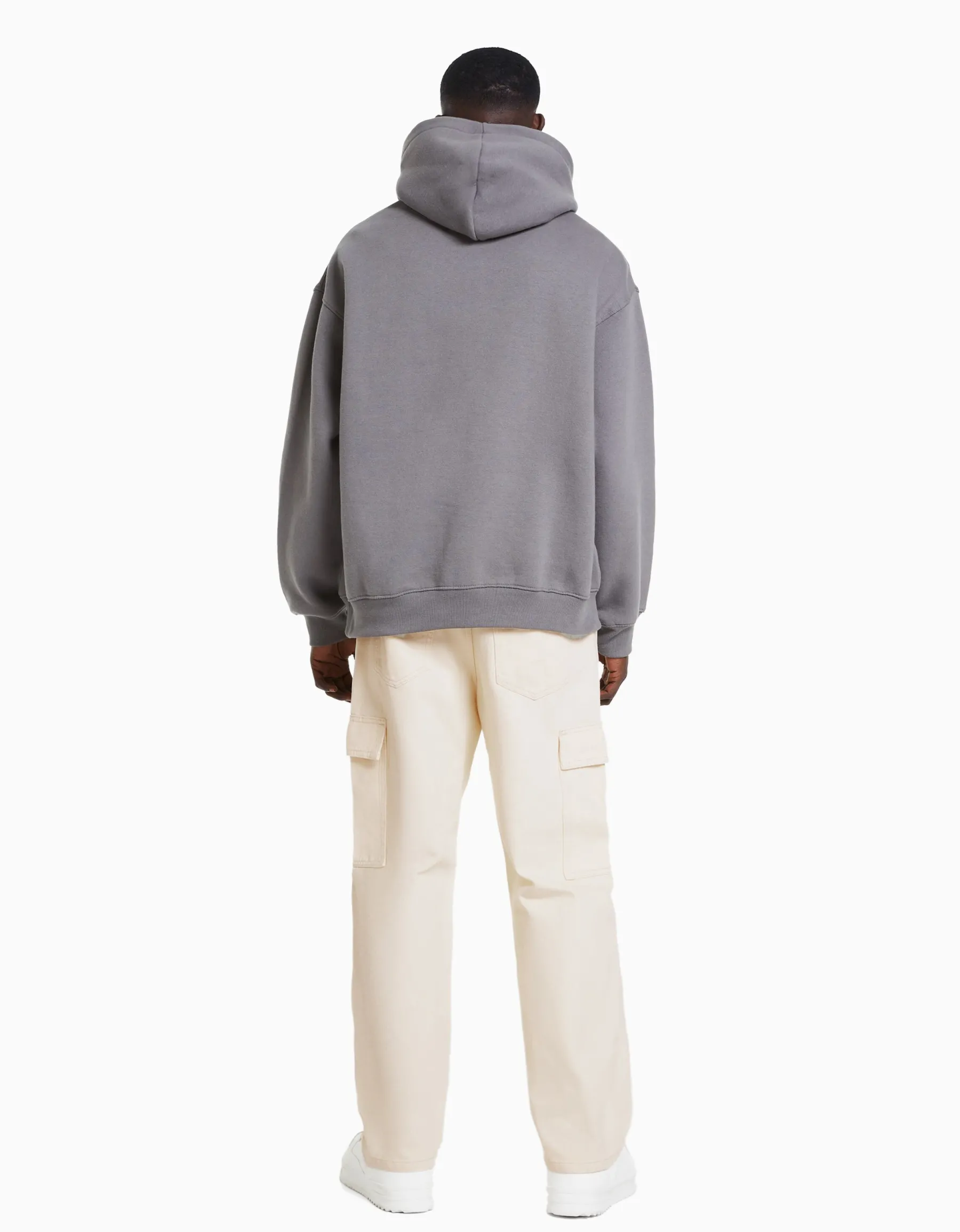 BERSHKA Jean cargo wide Écru Outlet