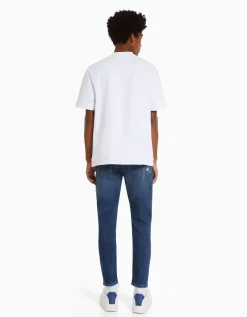 BERSHKA Jean carotte déchiré Bleu Hot