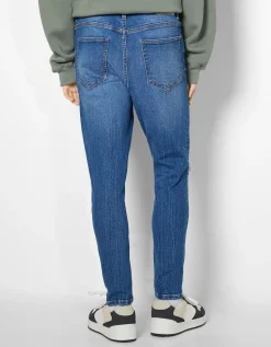 BERSHKA Jean carotte déchiré Bleu Online