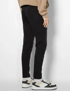BERSHKA Jean carotte déchiré Bleu Sale