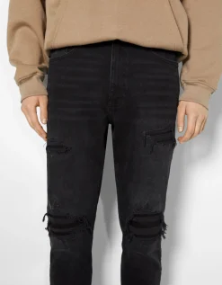 BERSHKA Jean carotte déchiré Bleu Sale