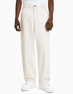 BERSHKA Jean carpenter Blanc cassé Best Sale
