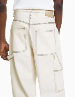 BERSHKA Jean carpenter Blanc cassé Best Sale