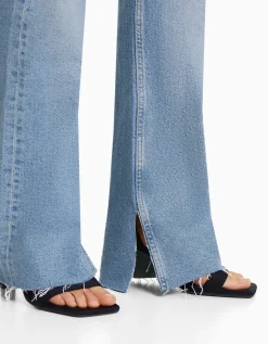 BERSHKA Jean décontracté fente latérale Bleu Best