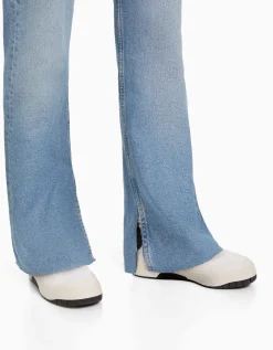 BERSHKA Jean décontracté fente latérale Bleu Store