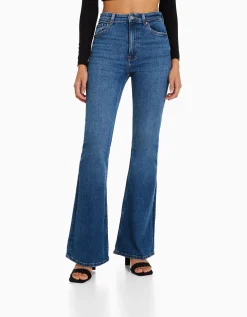 BERSHKA Jean flare Bleu Hot