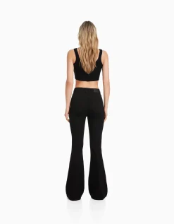 BERSHKA Jean flare Bleu Cheap