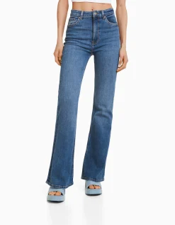 BERSHKA Jean flare Bleu Cheap
