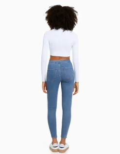 BERSHKA Jean jegging taille très haute Bleu Best Sale