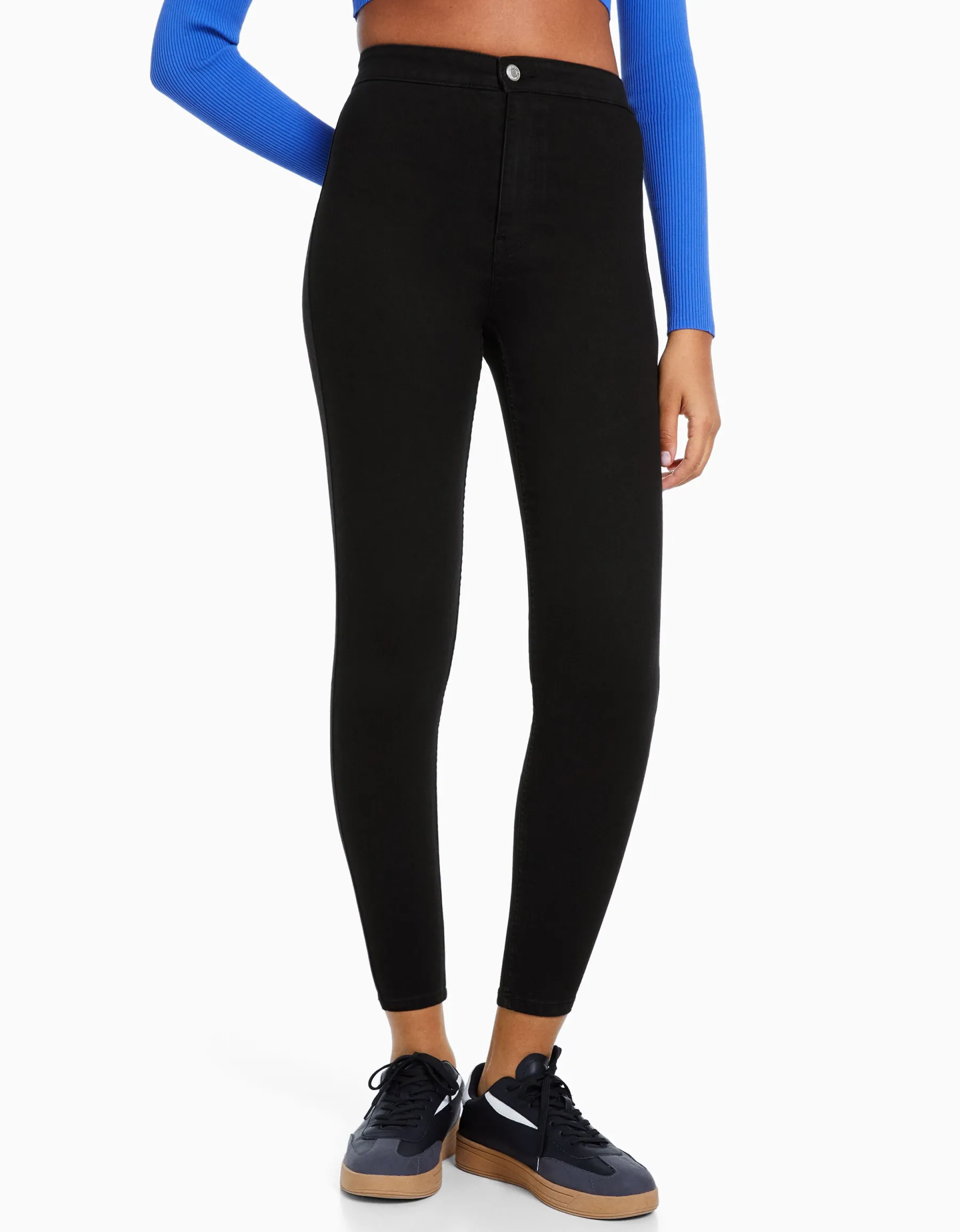 BERSHKA Jean jegging taille très haute Bleu Flash Sale