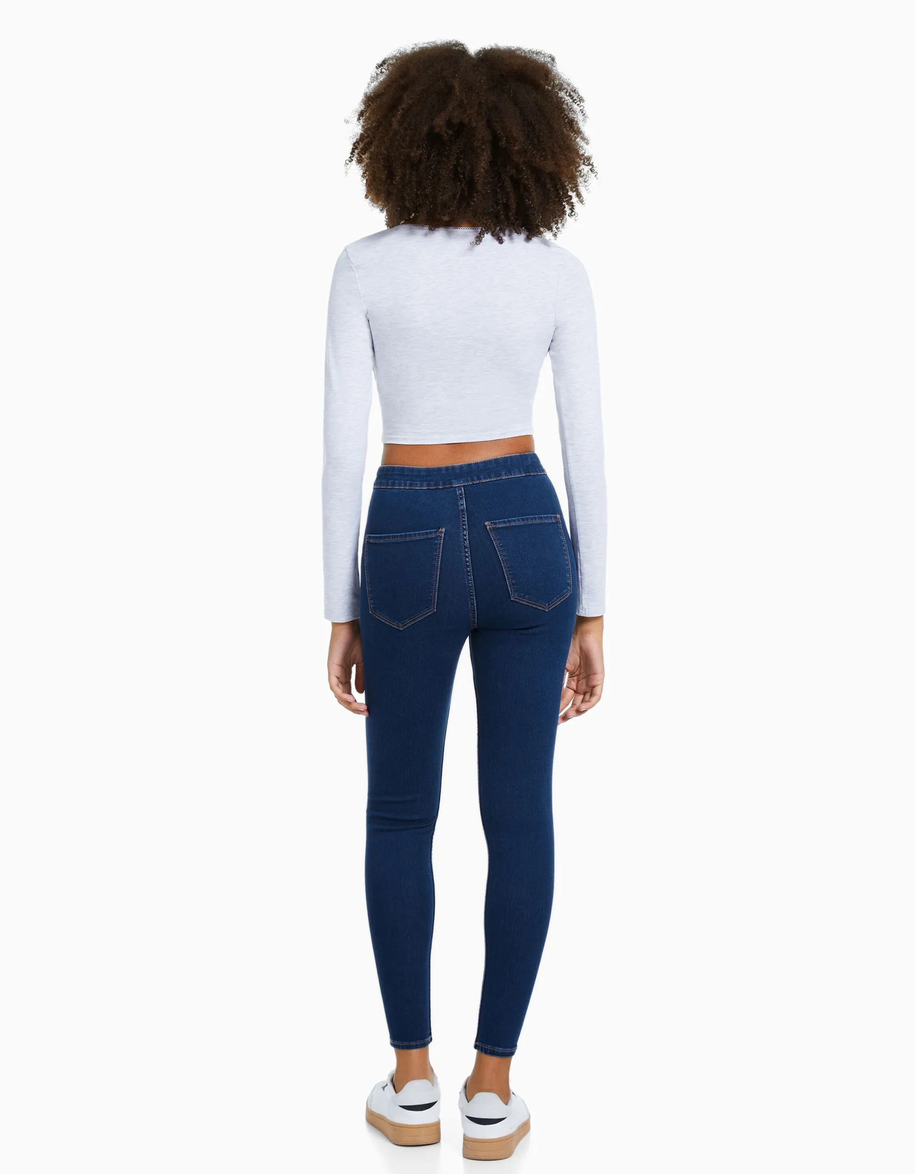 BERSHKA Jean jegging taille très haute Bleu Shop