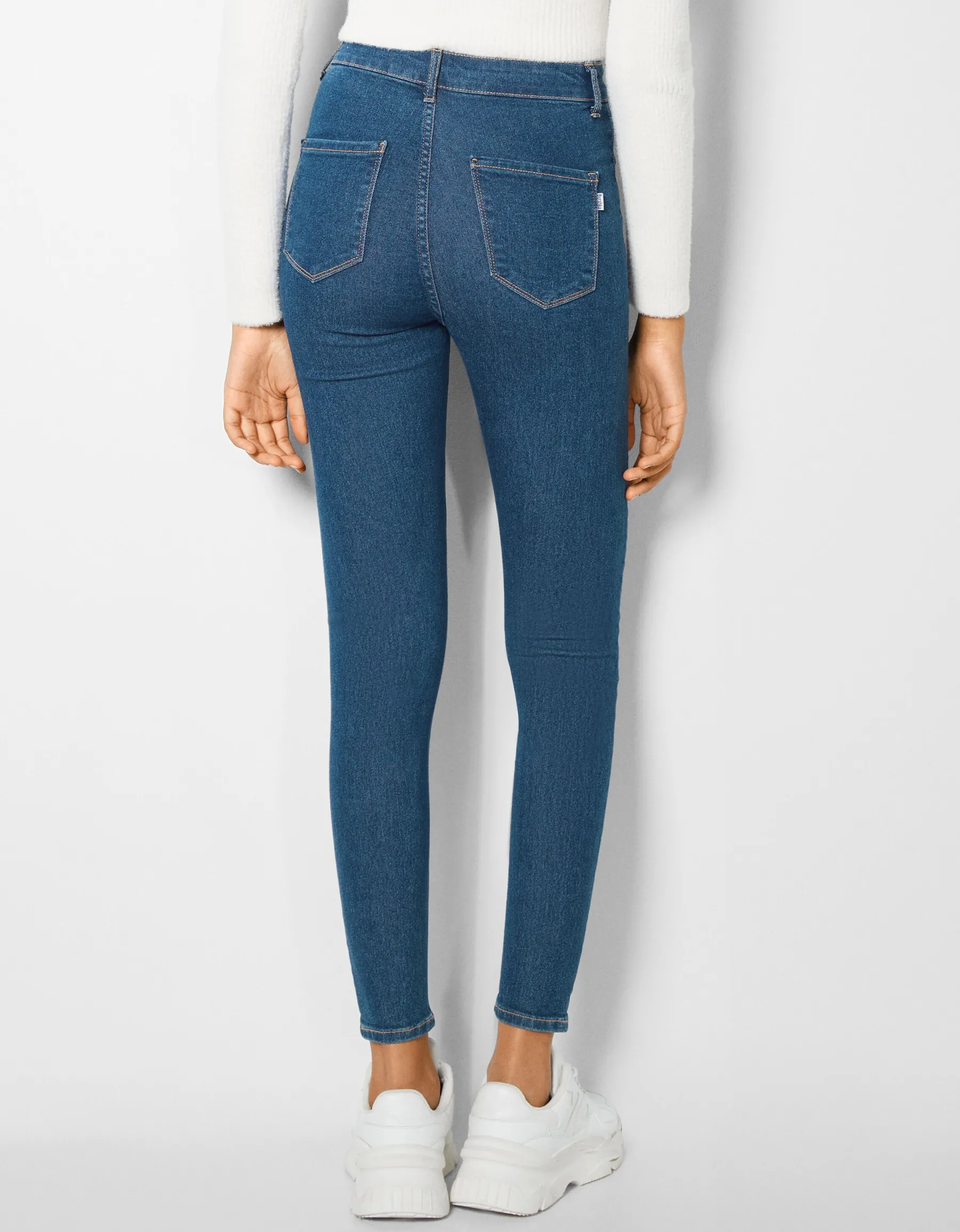 BERSHKA Jean jegging taille très haute Bleu Shop