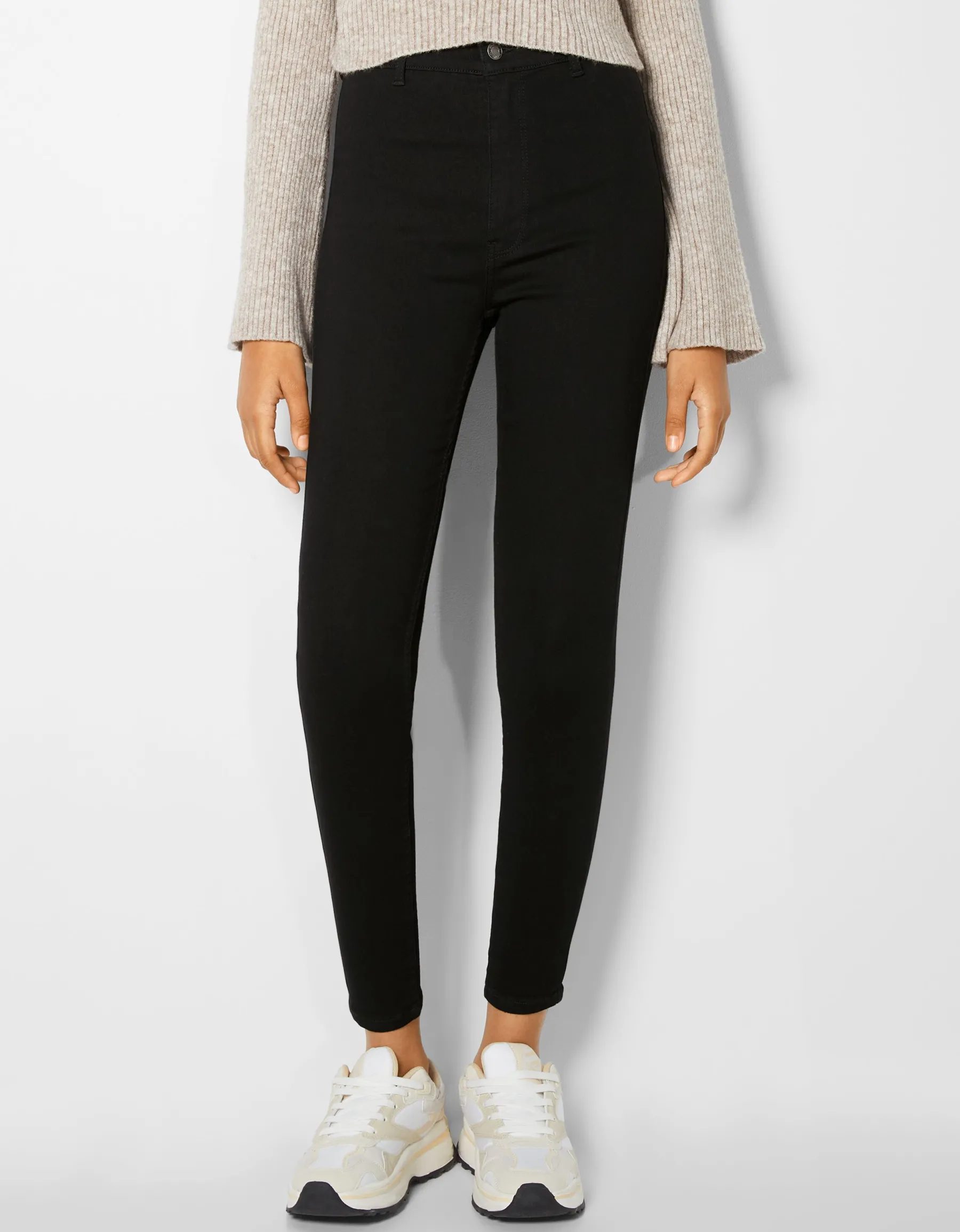 BERSHKA Jean jegging taille très haute Bleu Fashion