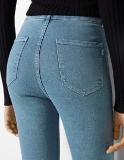 BERSHKA Jean jegging taille très haute Bleu Sale