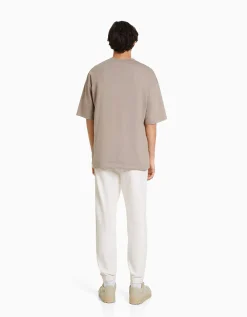 BERSHKA Jean jogger coloré Blanc Cheap
