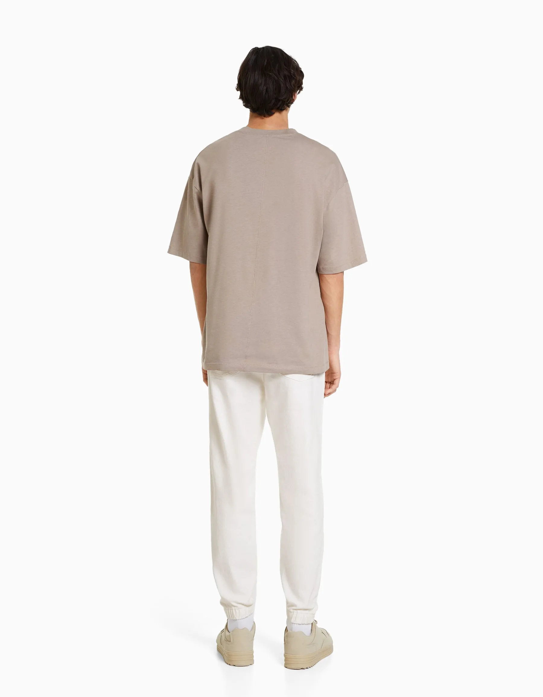 BERSHKA Jean jogger coloré Blanc Cheap