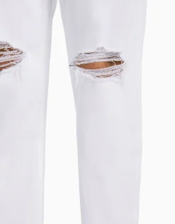 BERSHKA Jean jogger coloré déchirures Blanc Hot