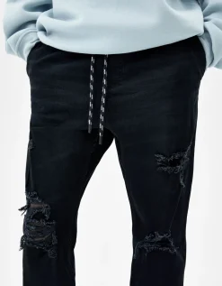 BERSHKA Jean jogger déchiré Bleu Hot