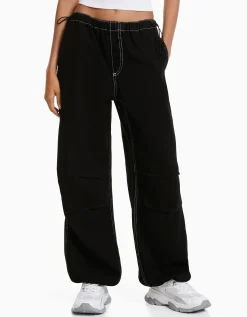 BERSHKA Jean jogger parachute Bleu lavé Best