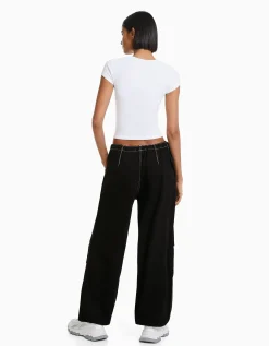 BERSHKA Jean jogger parachute Bleu lavé Best