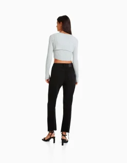BERSHKA Jean mom déchiré Bleu Best