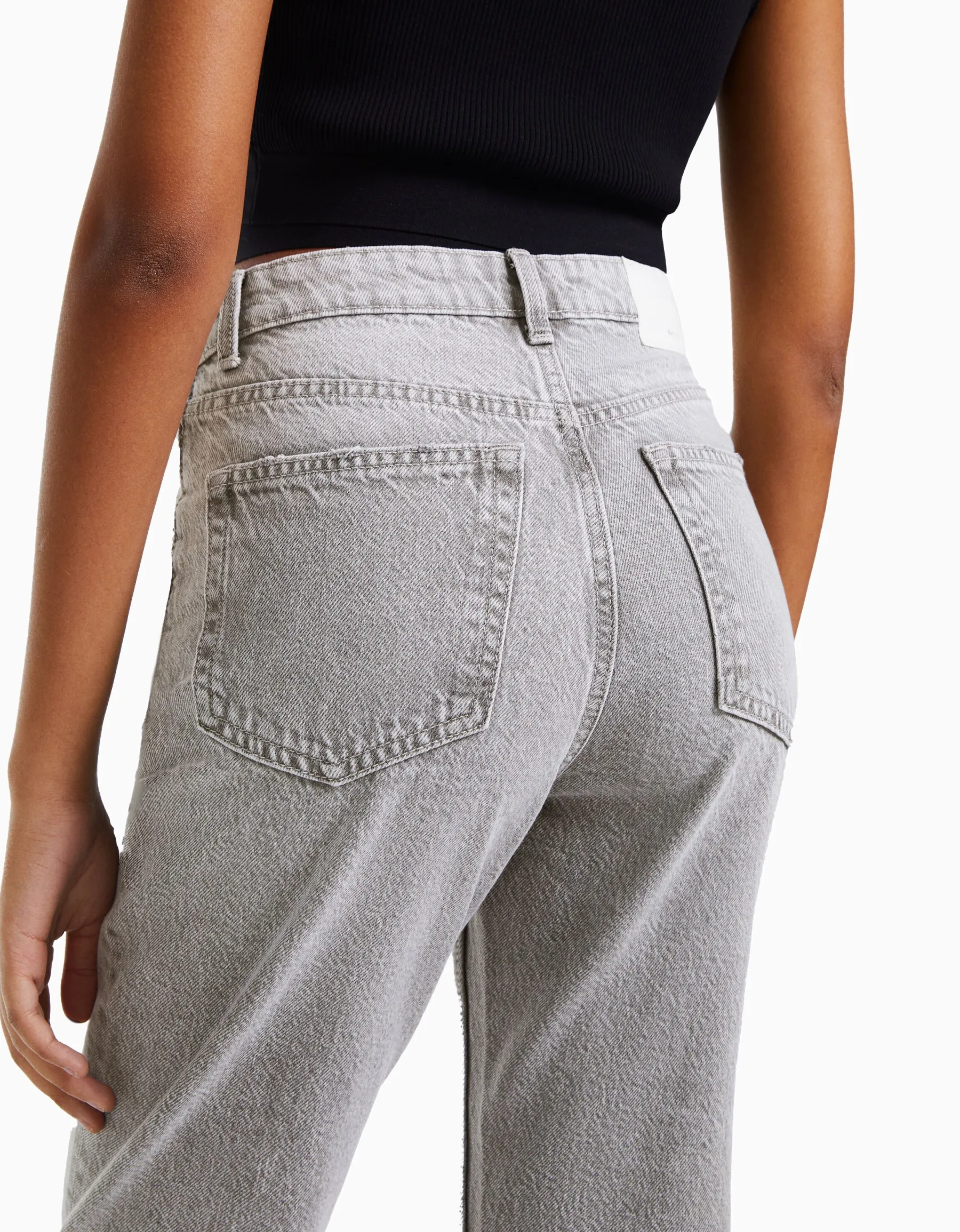 BERSHKA Jean mom fit Bleu lavé Flash Sale