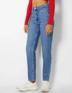 BERSHKA Jean mom fit Bleu Shop