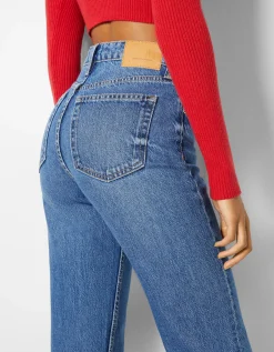 BERSHKA Jean mom fit Bleu Shop