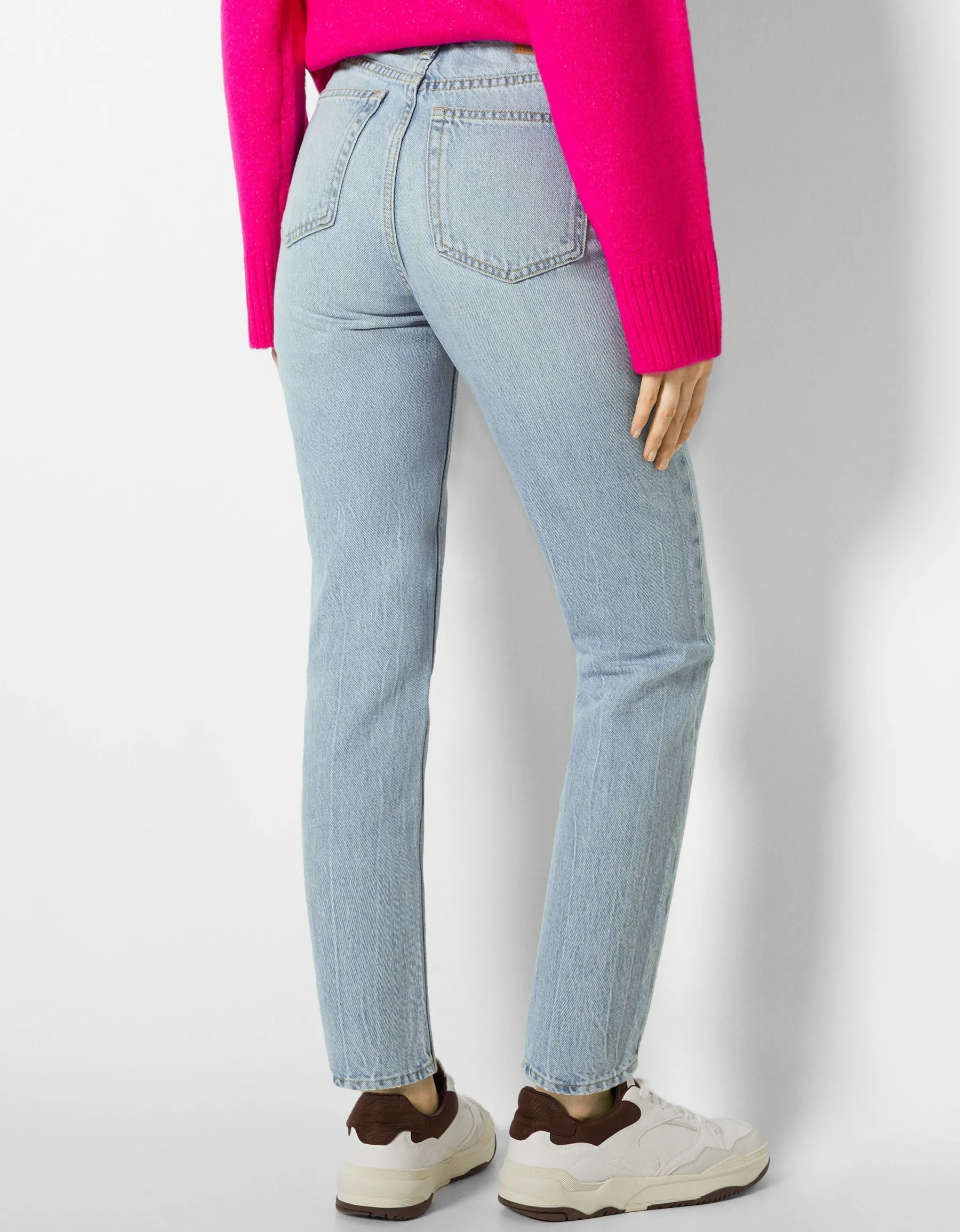 BERSHKA Jean mom fit Bleu Store