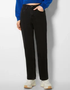 BERSHKA Jean mom fit Bleu Clearance