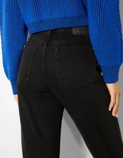 BERSHKA Jean mom fit Bleu Clearance