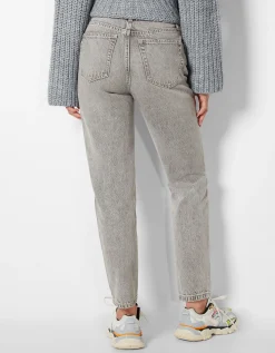 BERSHKA Jean mom fit Bleu Outlet