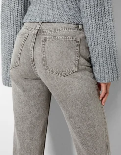 BERSHKA Jean mom fit Bleu Outlet