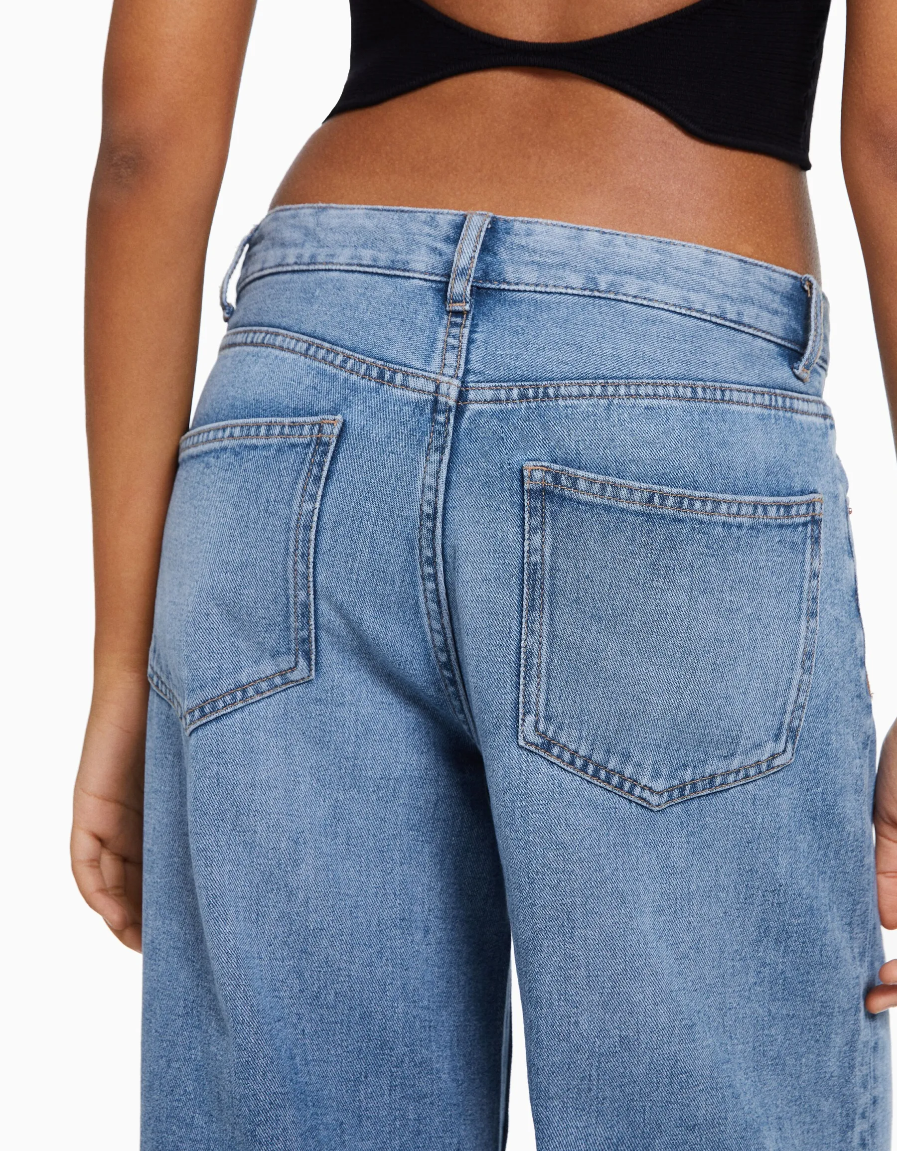 BERSHKA Jean palazzo Bleu clair Discount