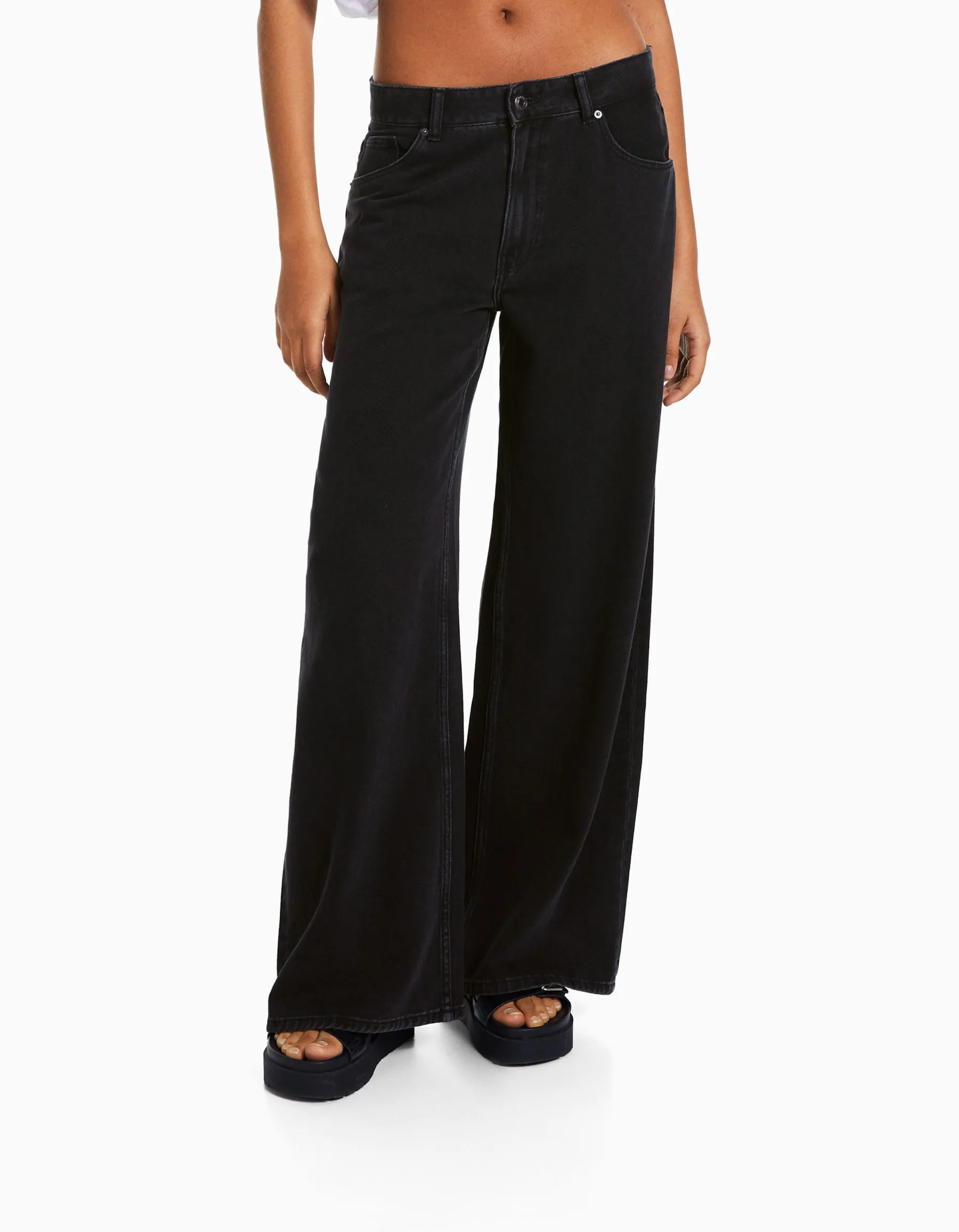 BERSHKA Jean palazzo Bleu clair Clearance