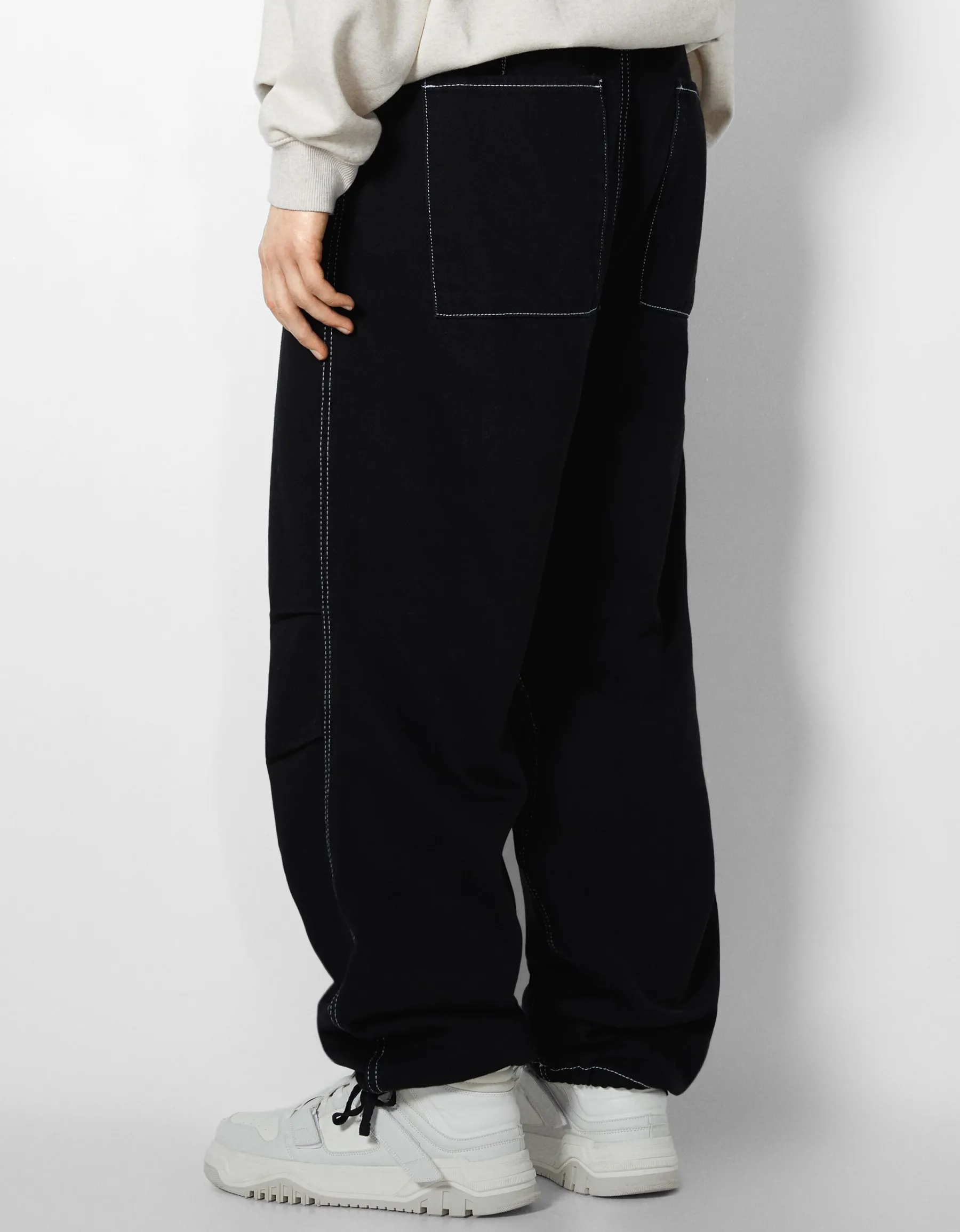 BERSHKA Jean parachute Bleu New