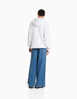 BERSHKA Jean 90’s Rave super baggy Bleu lavé Cheap