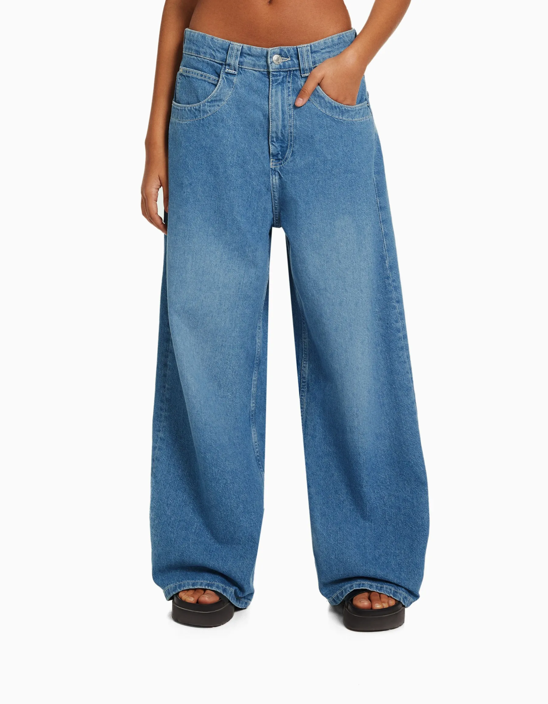 BERSHKA Jean 90’s Rave super baggy Bleu lavé Store